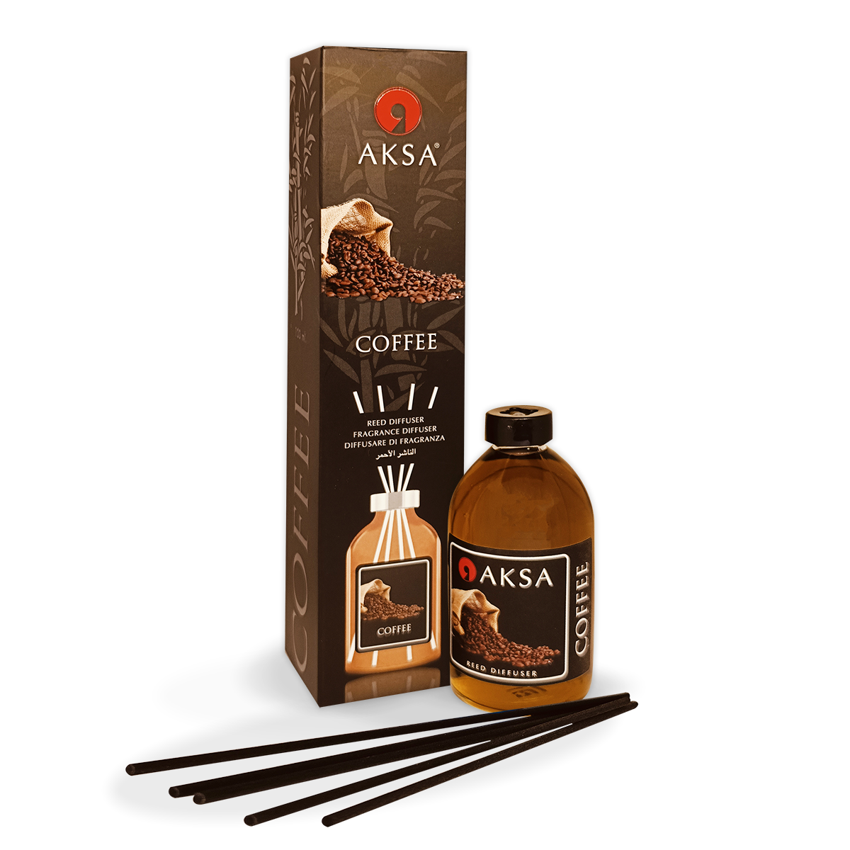 Ароматизатор для дома, Диффузор ароматический с палочками Aksa Coffee (Кофе) 100мл