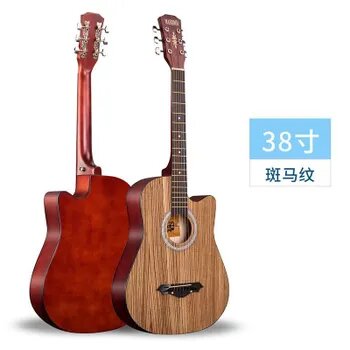 38-дюймовая фолк-гитара acoustic guitar из цельной липы с яркой тренировочной зубчатой гитарой