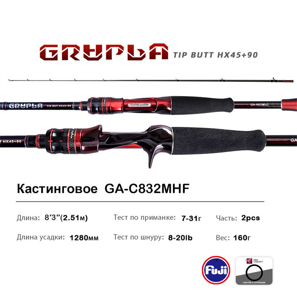 GA-C832MH Кастинг purelure GRUPLA рабочая длина: 251см до 31гр — фото 1