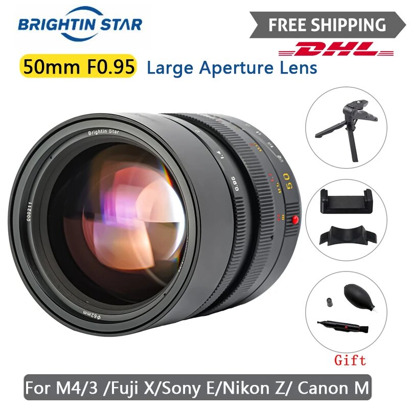Brightin Star 50 мм F0.95 Объектив для Fuji Canon Nikon Sony SIGMA