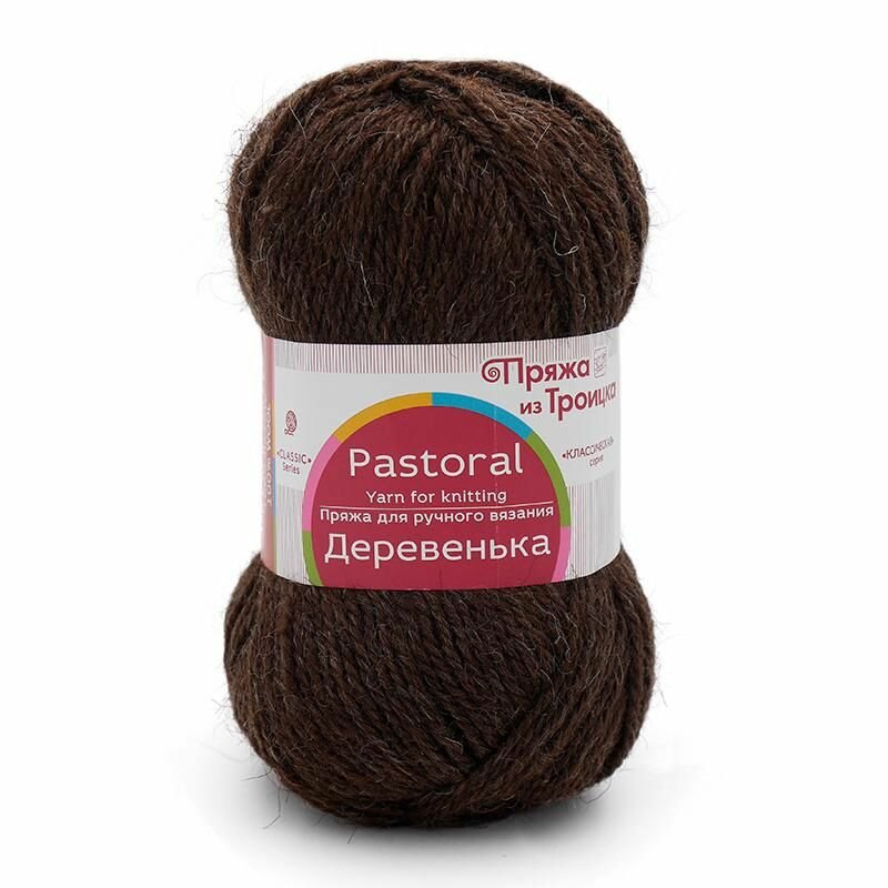 Пряжа Троицкая камвольная фабрика Деревенька, 10х100 г, 170 м, 0251 коричневый (ТРО. ДЕР.0251)