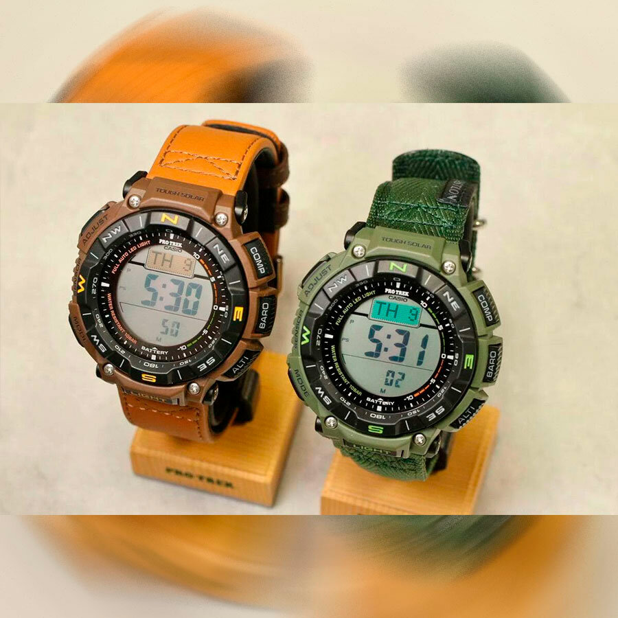 Наручные часы CASIO Pro Trek, коричневый, серый, черный — фото 1