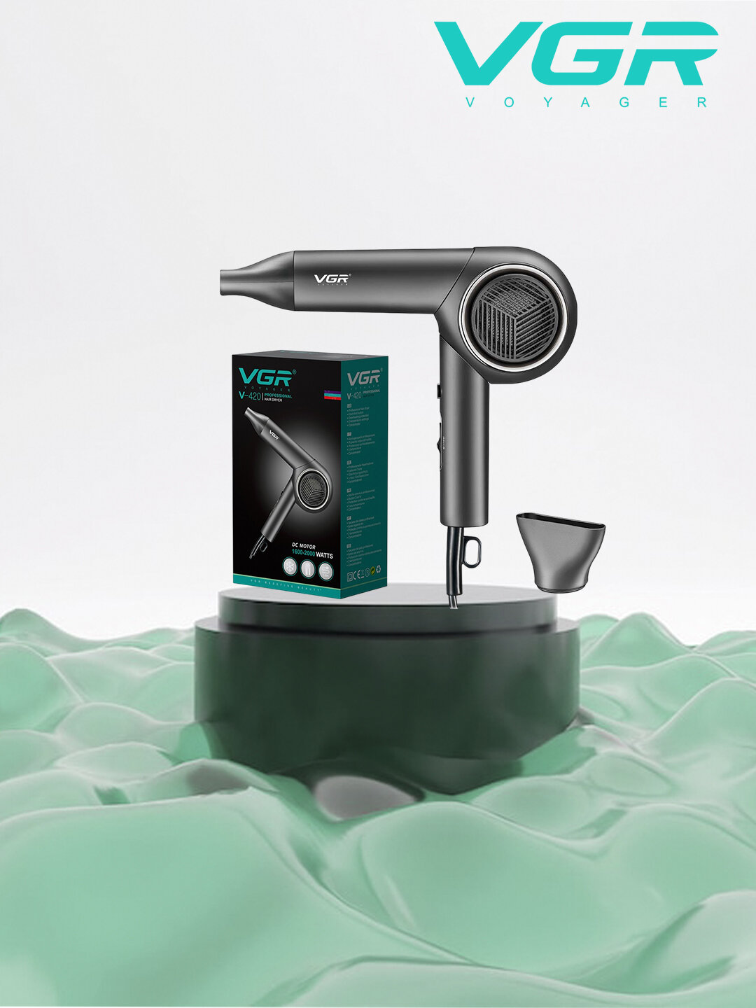Фен-стайлер VGR V-420, для непослушных волос, цифровой двигатель, 2 скорости, 3 температурных режима