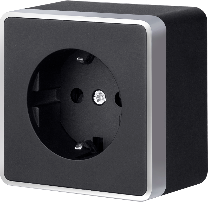 Штепсельная розетка накладная WERKEL GALLANT 16A 250V WL15-02-01 / W5071035 с/з черный/хром