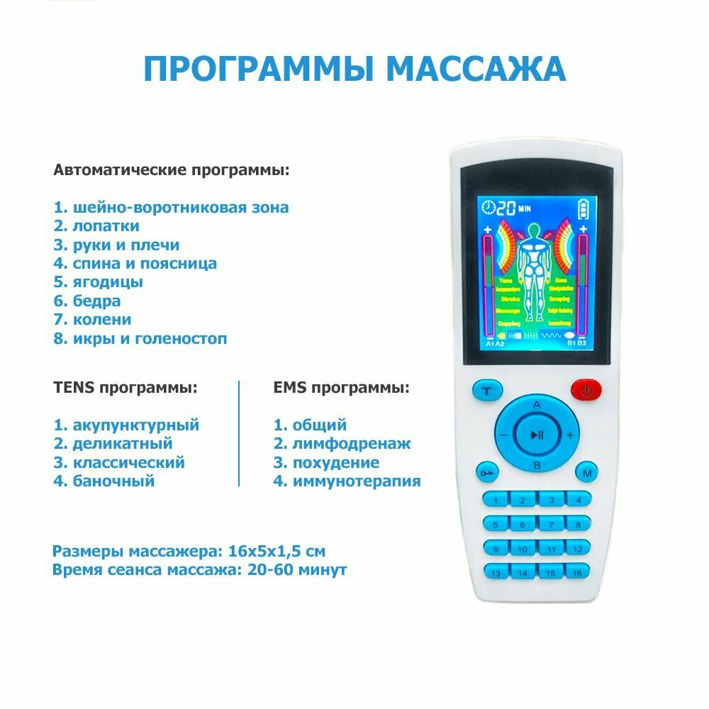 Миостимуляторы Миостимулятор EMS TENS для тела EMS-200 4 канала, 16 режимов массажа, беспроводной