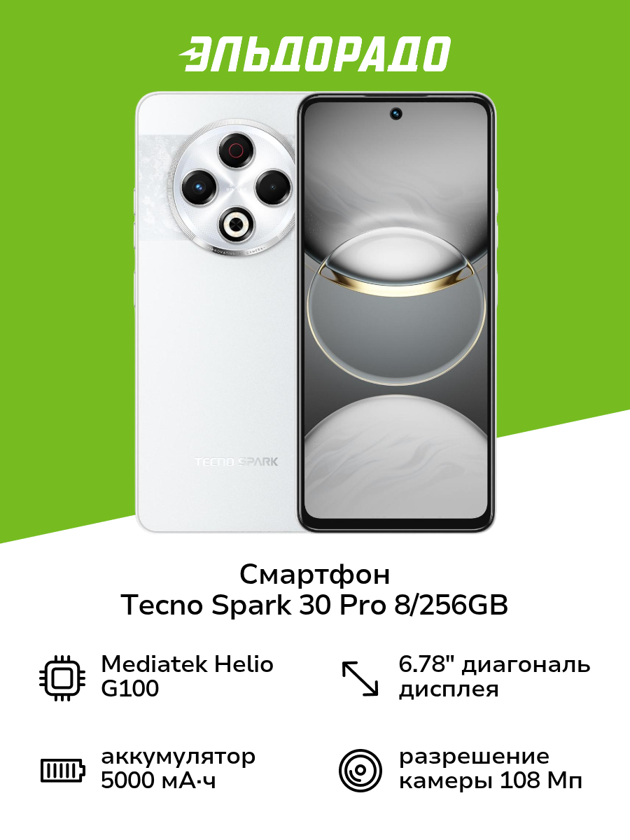 Смартфон Tecno Spark 30 Pro 8/256GB Arctic Glow