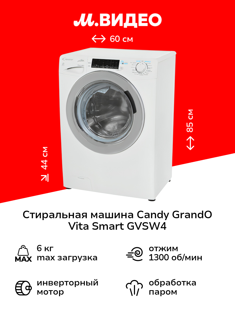 Стиральная машина с сушкой Candy GrandO Vita Smart GVSW4 364TWHC-07