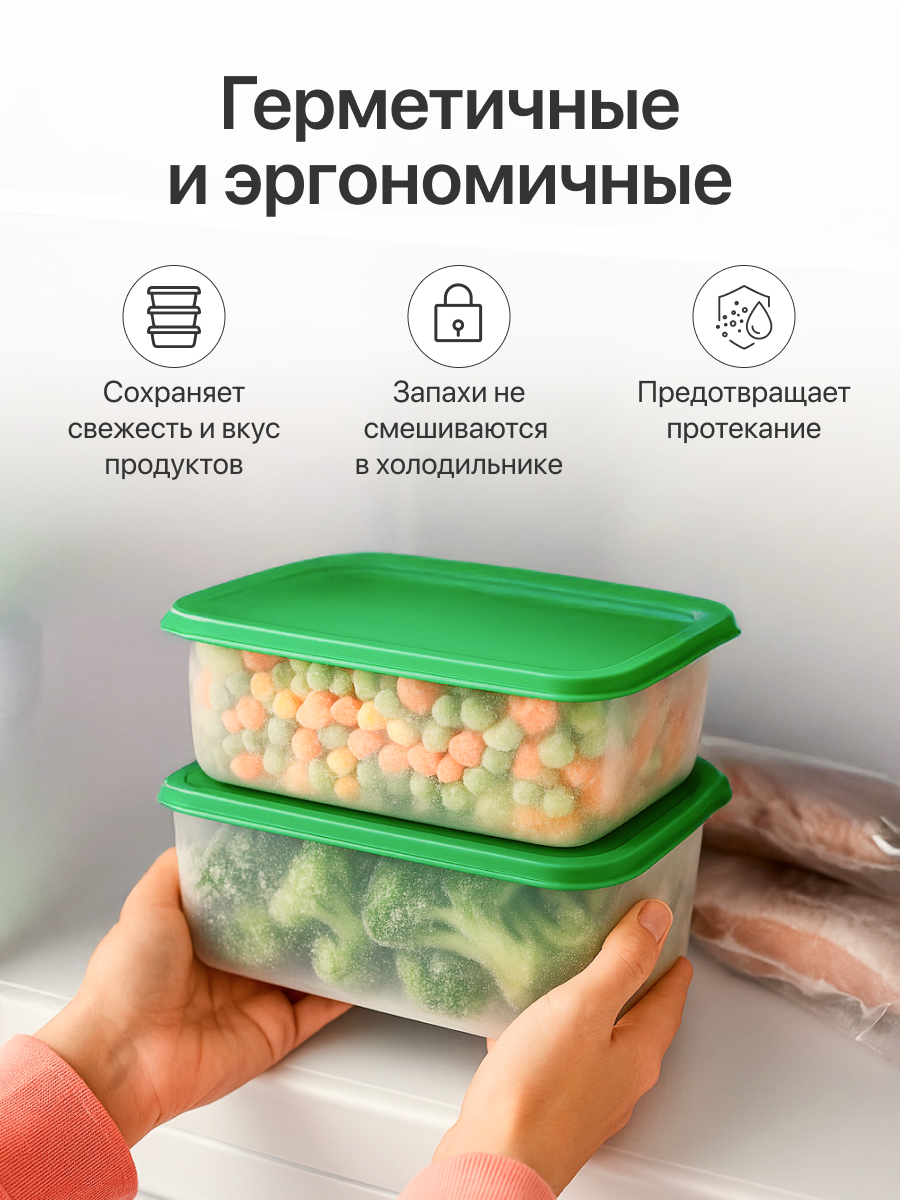 Контейнеры для еды Пруфа, набор пищевых контейнеров для еды с крышками, ланч-бокс, 17 штук — фото 1
