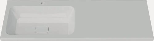 Изображение товара Раковина над стиральной машиной Madera Kamilla 130 L с правым крылом, белая, глянцевая, раковина для ванной из искусственного мрамора, прямоугольная