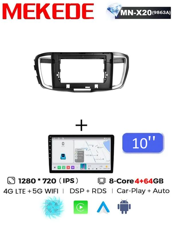 Магнитола Mekede MN X20 Pro 4+64G 10.2 дюймов Honda Accord 9CR 2012-2018