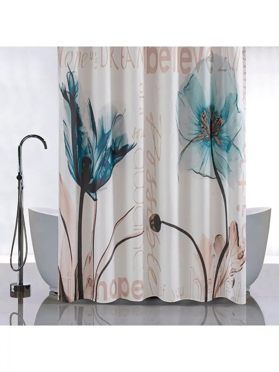 Штора с рисунком Маки 01-87 180х180см.