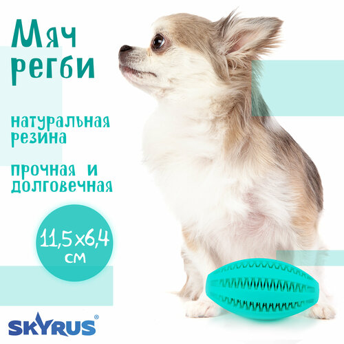 SkyRus Игрушка для собак резиновая "Мяч регби", мятная, 11.5x6.4x6.4см