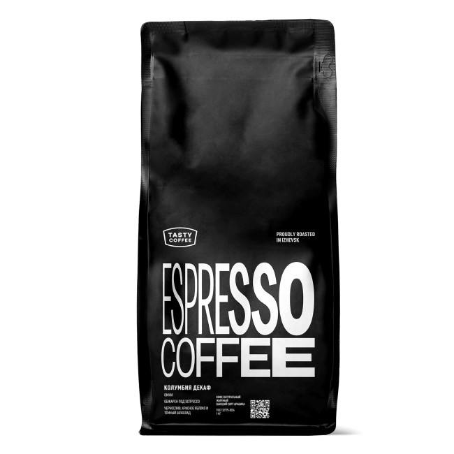 Кофе Колумбия Декаф Tasty Coffee, в зёрнах, 1000 г — фото 1