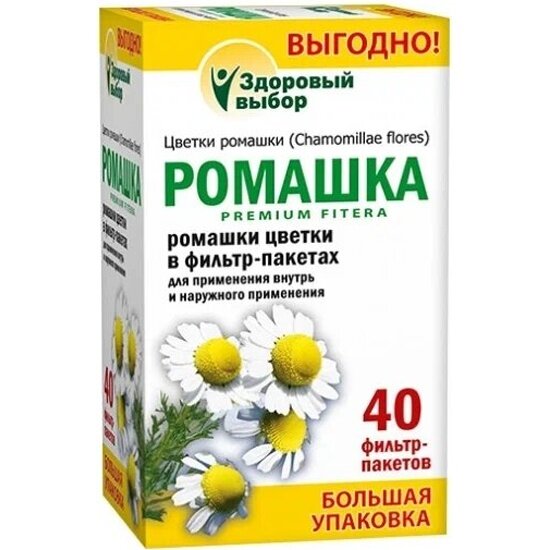 Фитосбор Здоровый выбор "Ромашка premium fitera", 40 фильтр-пакетов по 1,5 г