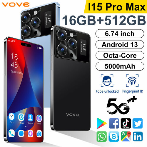 Смартфон Vove i15 Pro Max 16512GB Black 10890₽