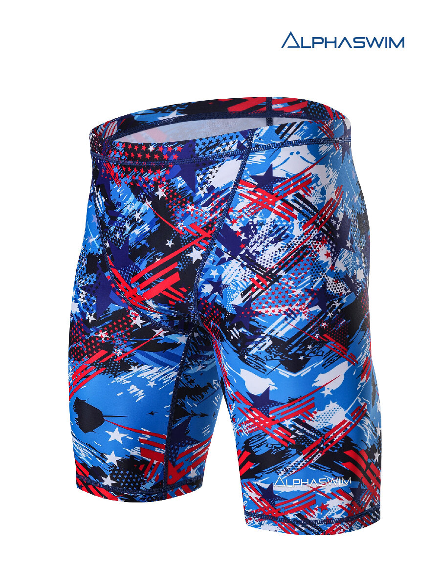 Плавки ALPHA SWIM джаммеры, размер S/46, голубой/красный