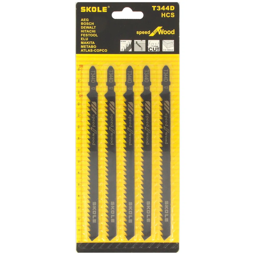 Пилка для лобзика 5шт по дереву T344D прямой быстрый рез Skole 259₽