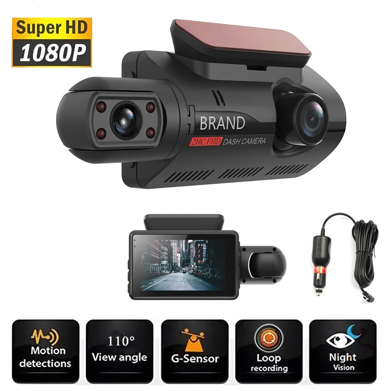 Видеорегистратор Full HD 1080P / 2 камеры / G-sensor / LCD дисплей / Камера заднего вида для парковки / WDR — фото 1