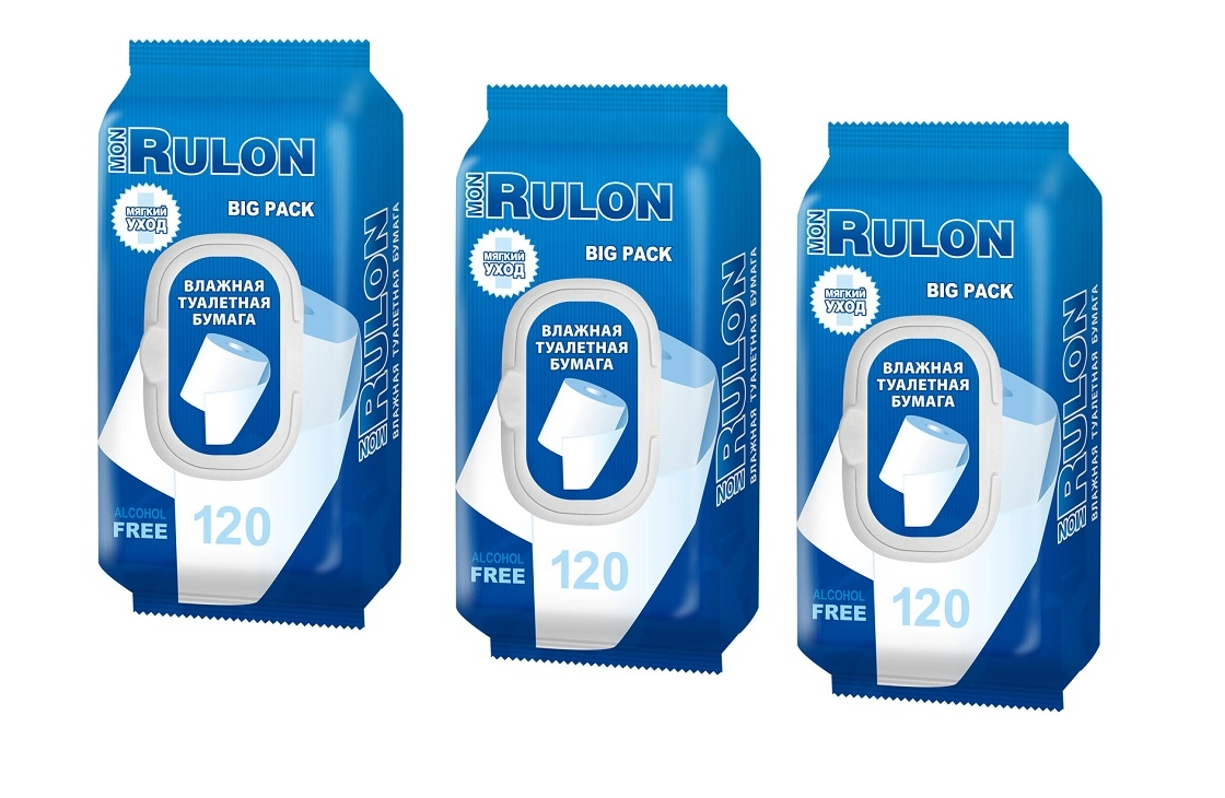 MON RULON бумага туалетная влажная N120 3шт.