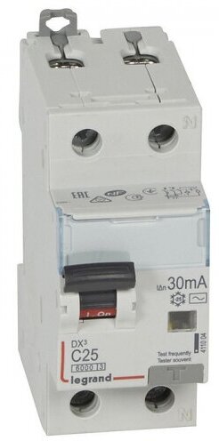 Дифференциальный автомат Legrand DX3 1P+N 25А (C) 10 кА 30 мА (AC) 411004