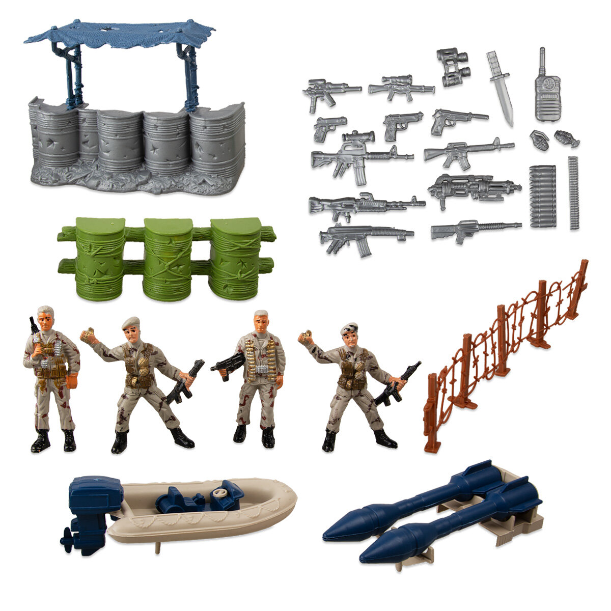 Игровой набор Армия с аксессуарами (1716), пластик, 4 солдатика