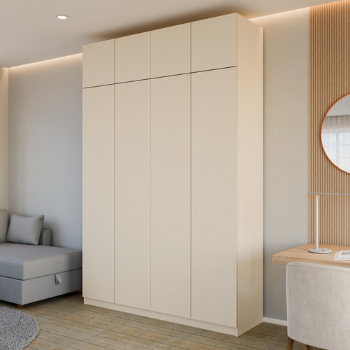 Изображение товара Шкаф распашной Марсель - 1 с антресолью | ЛДСП Бежевый | Механизм открывания push-to-open