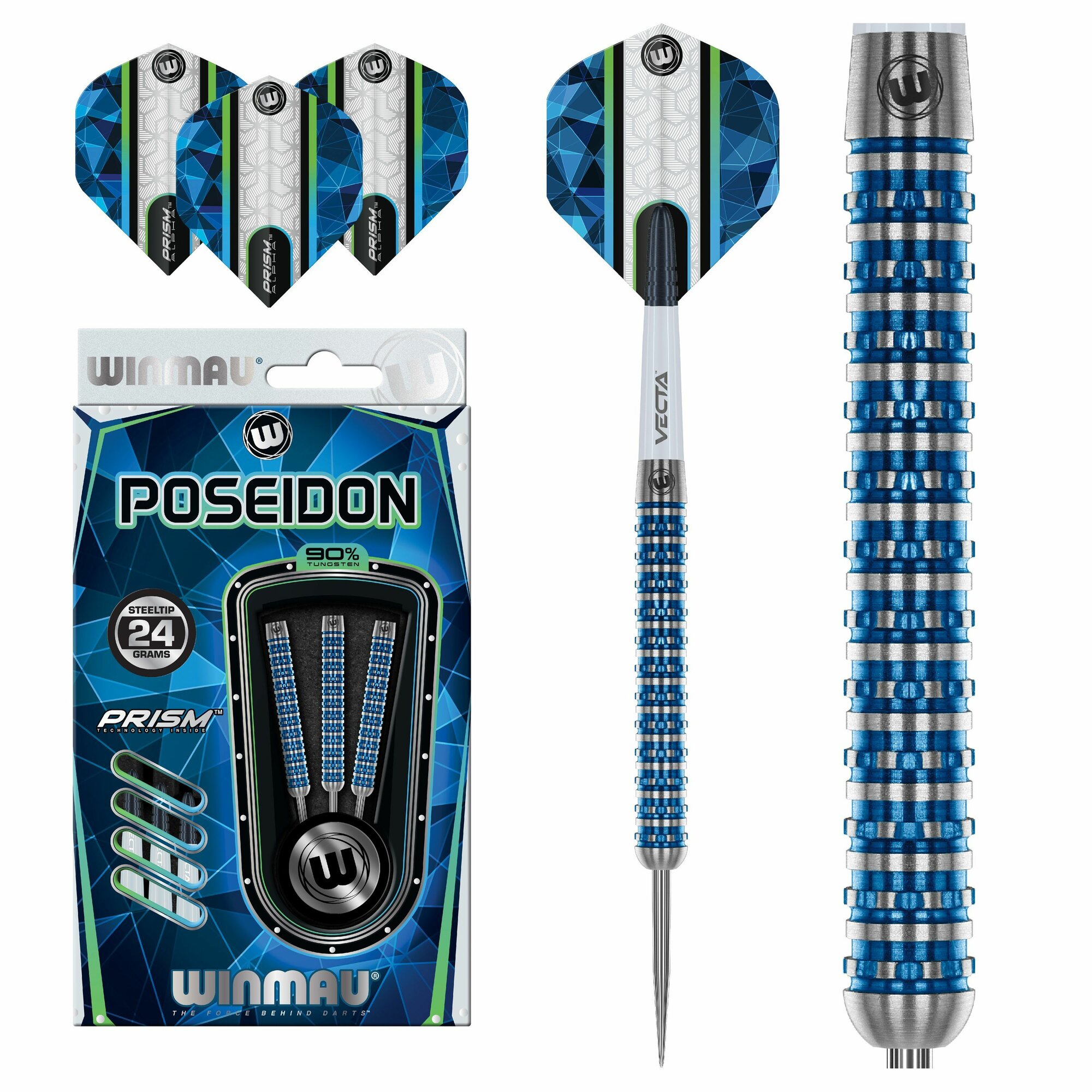 Профессиональные дротики 24гр для Дартс WINMAU POSEIDON steeltip. 90% вольфрам. Новое поколение.