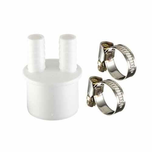 Переходник двойной для подключения сливного шланга дтрд 14х40 мм с хомутами 550₽