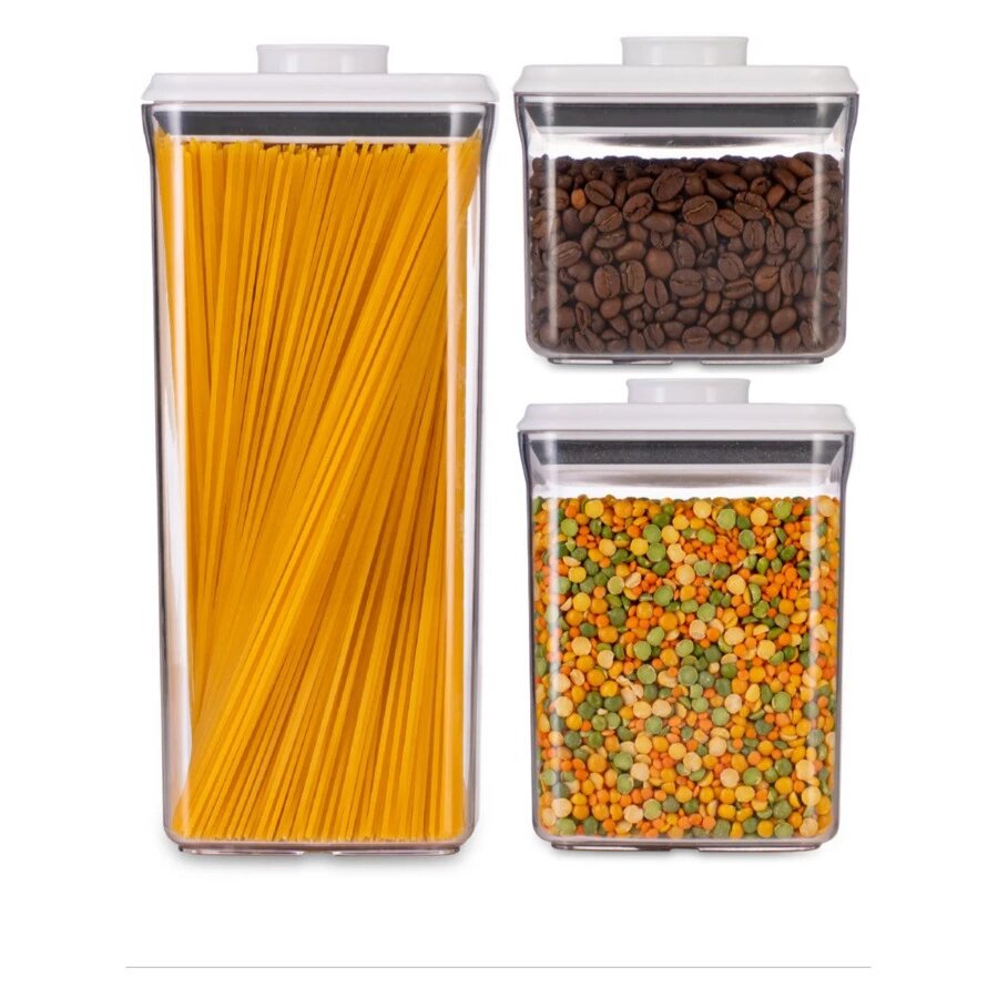 Набор контейнеров для сыпучих продуктов с вакуумной крышкой WO HOME CLICK 3 шт 850 мл 15 л 25л