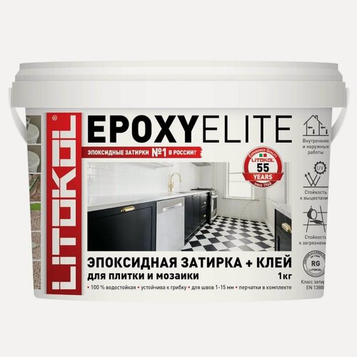 Изображение товара Затирка для плитки на эпоксидной основе Litokol EpoxyElite (1кг) E.06 Мокрый асфальт