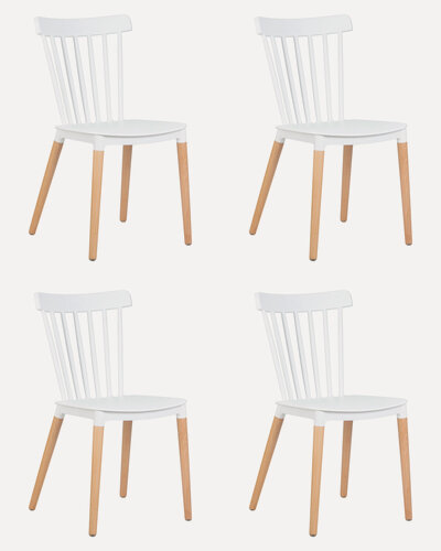 Изображение товара Набор 4 шт. Стул обеденный DOBRIN THEO, LMZL-PP687, ножки светлый бук, цвет белый (W-02)