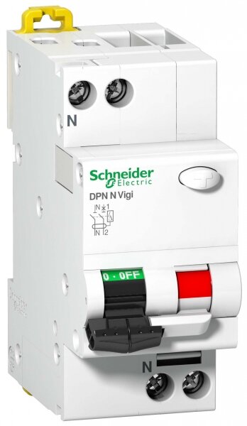 Дифференциальный автомат (АВДТ) Schneider Electric Acti9 DPN N Vigi 10A 30mA AC хар-ка C 2 полюса 6kA 2 модуля