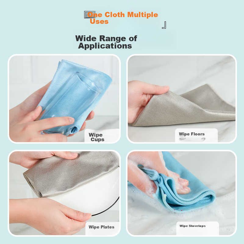 Jieliya Large Glass Cleaning Cloth, 5-Pack, Thickened, for Glass And Fish Scales, Household Cleaning, Lint-Free Towel