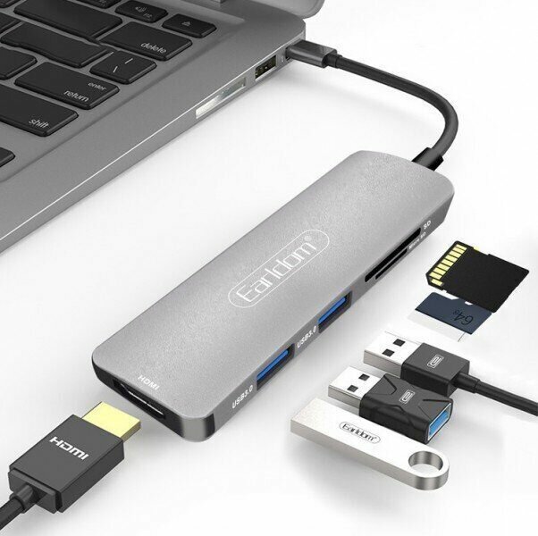 Хаб 4K Earldom ET-C4 Type-C на HDMI + 2xUSB 3.0 + SD Card Reader + TF Card