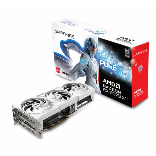 Видеокарта Sapphire Pure AMD Radeon 9070 XT Gaming OC 16 Gb белая 10400000₽