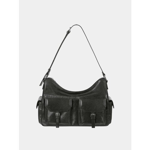 Сумка Stand Oil, фактура гладкая, черный бархат