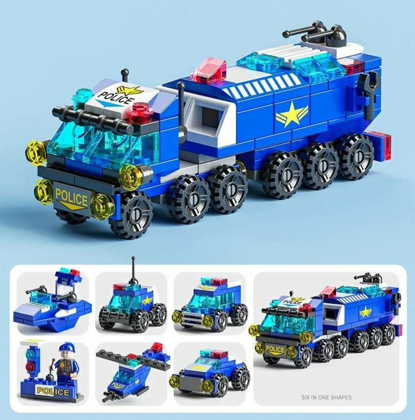 Конструктор детский Lele Brother 8612-6 "Полиция" 6в1 пластиковый 147 деталей