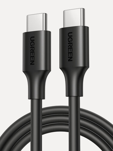 Изображение товара Кабель для зарядки и передачи данных USBC 2.0 Male - USB C 2.0 Male Ugreen, 3A, 0.5м, резиновое покрытие, черный (50996)