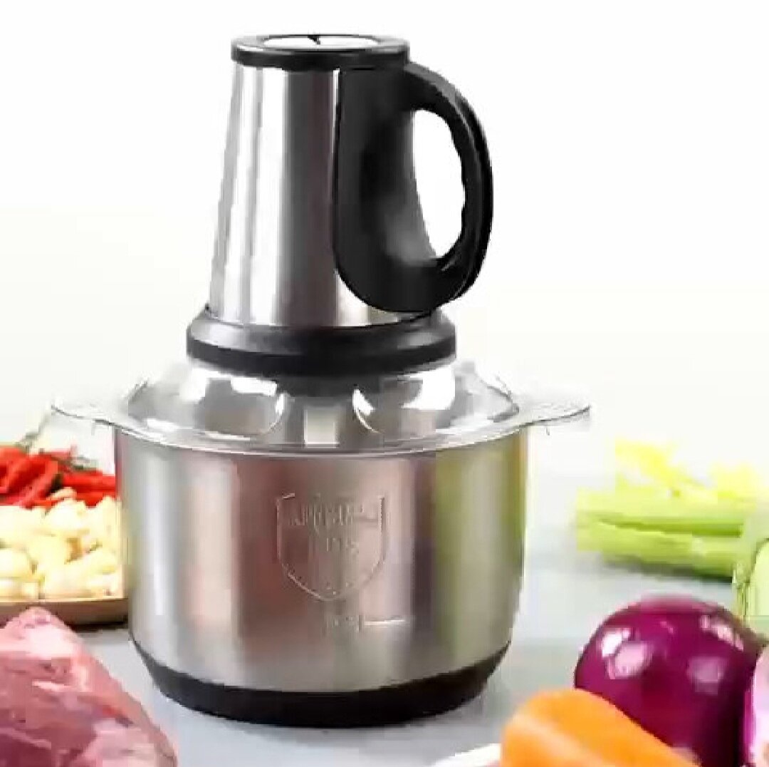 Измельчитель кухонный / мясорубка / кухонный измельчитель из нержавеющей стали, для овощей, фарша, кофе, орехов, портативный, объем чаши 5 литров, мощность 1200 Ватт
