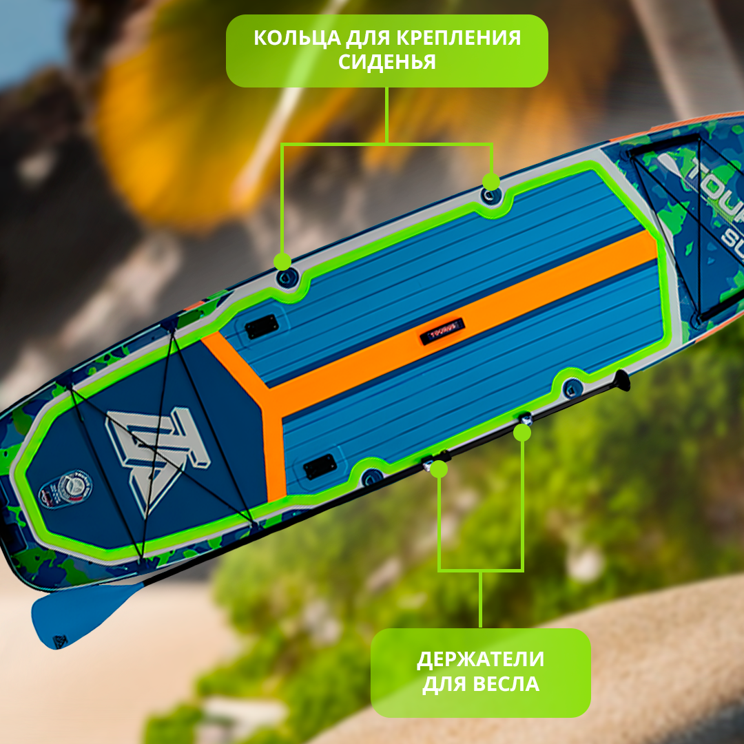 Сапборд Tourus Inflatable SUP Board 350×91.5×15cm Camouflage Blue and Green, TS-AB01 — фото 1