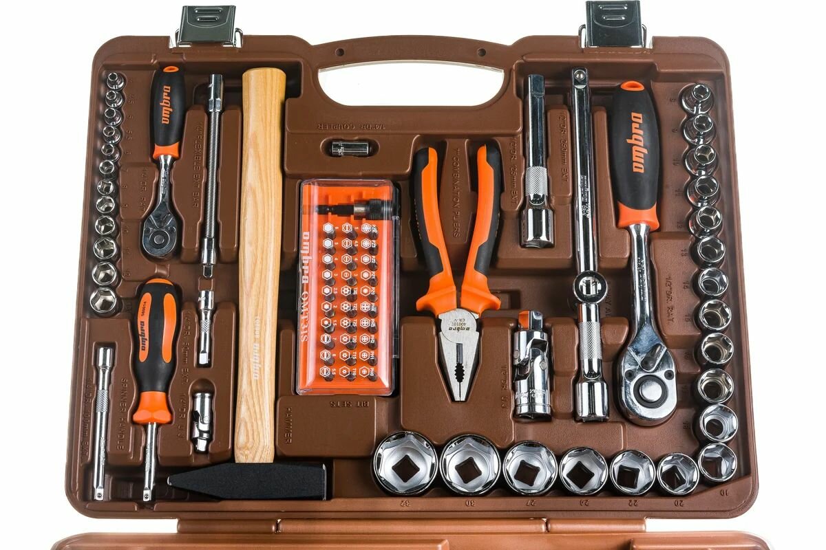 Набор инструмента универсальный 1/4", 1/2"DR, 93 предмета Ombra — фото 1