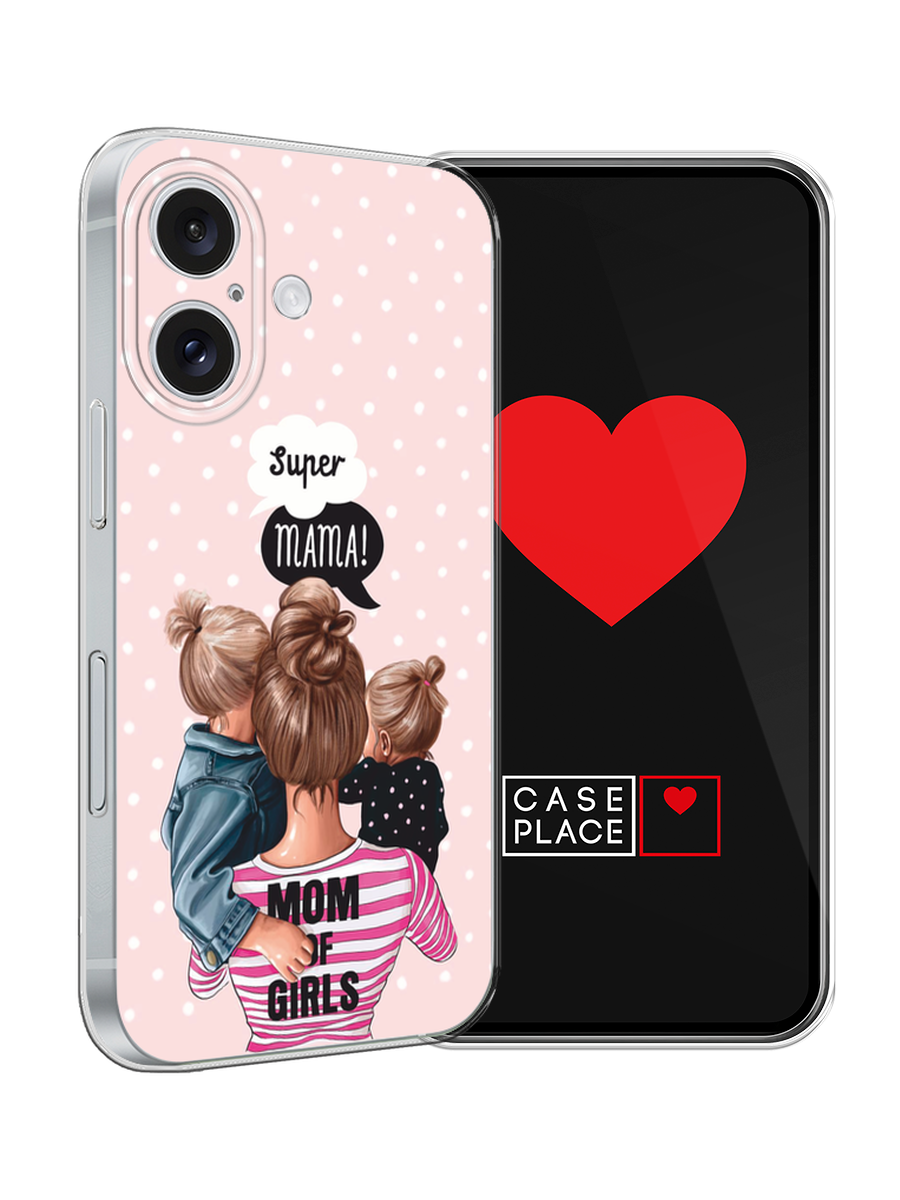 Силиконовый чехол на Apple iPhone 16 / Айфон 16 с принтом Супер Мама — фото 1