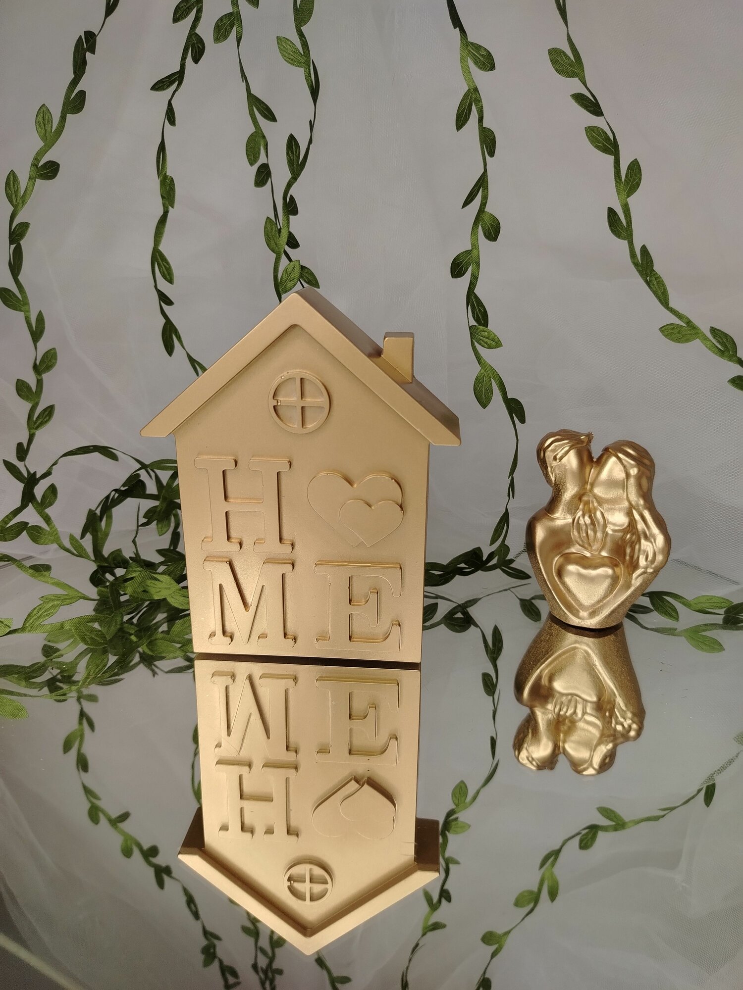 Статуэтка "Дом HOME" Elegance Affair: золотой домик, гипсовая фигурка уюта и защиты, декор для дома