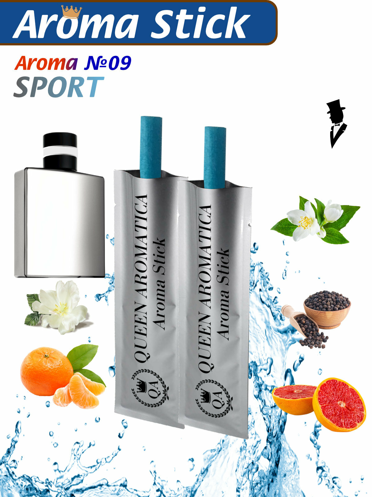 Ароматизатор в машину Queen Aromatica - Сменные арома стики Brendan (Allure Homme Sport) S-09