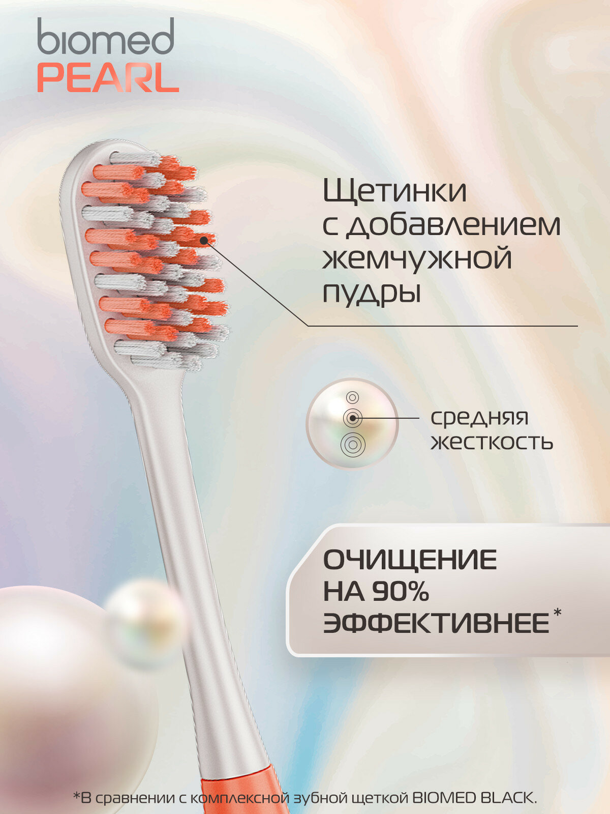 Картинки Комплексная зубная щетка BIOMED PEARL WHITE. Средняя. (Лиловая/ Персиковая), (2 шт)