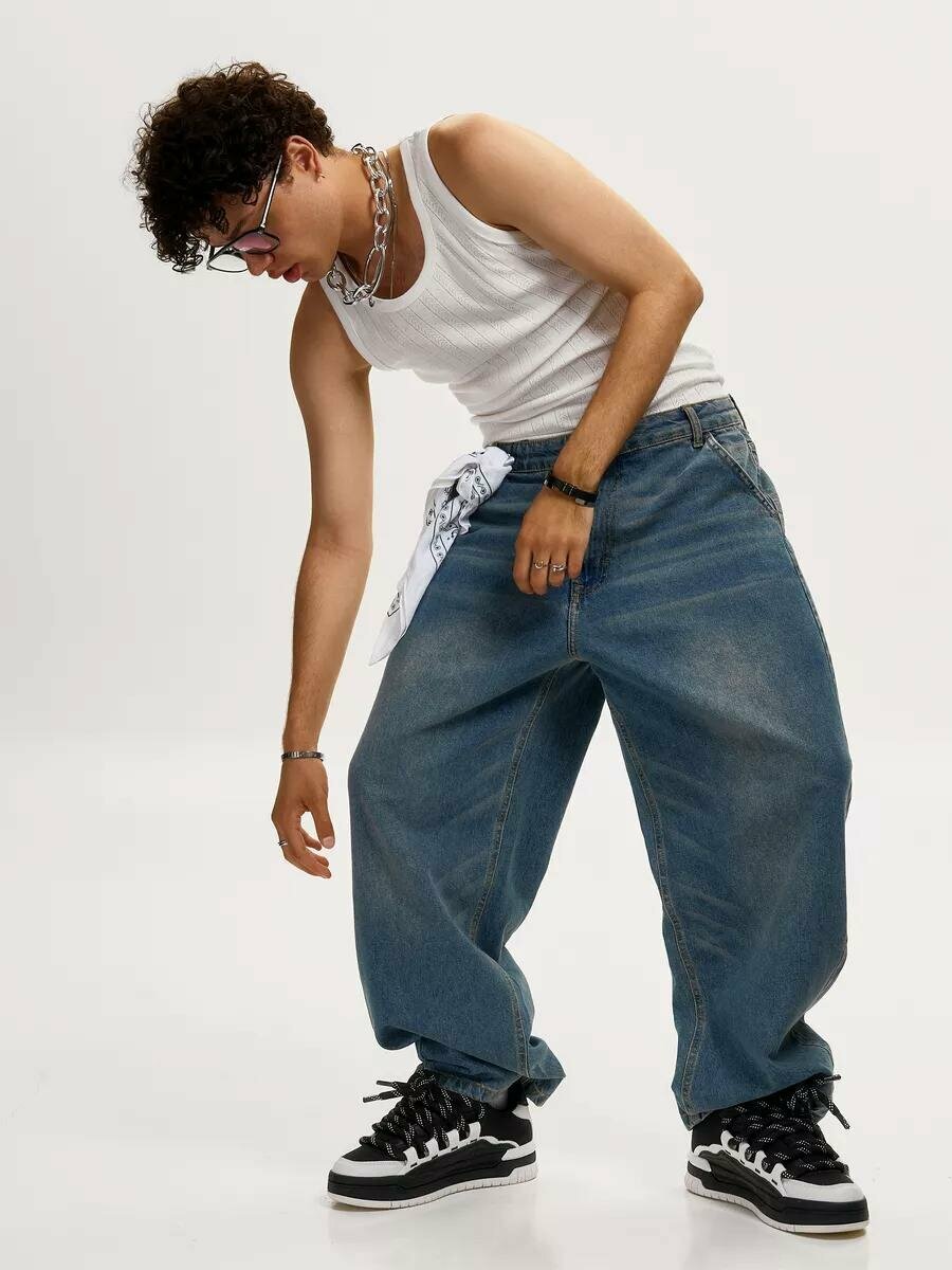 Джинсы багги F17 JEANS, размер 28 US (40-42), синий