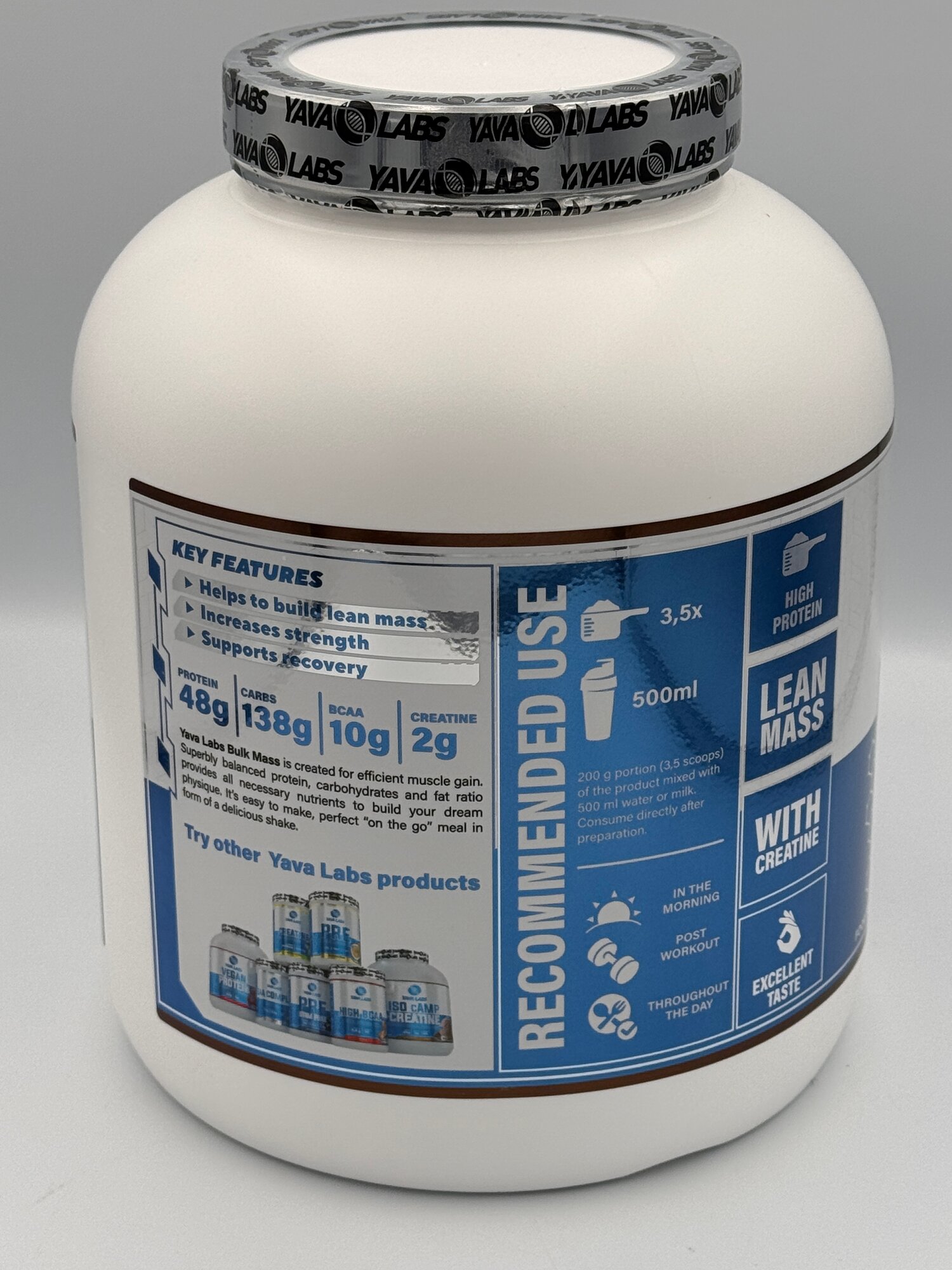 Гейнер Yava labs "Bulk mass", для набора массы, шоколад, 3 кг — фото 1