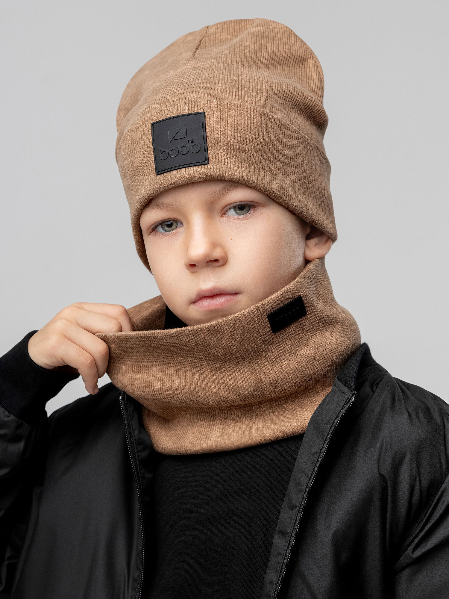 Комплект с головным убором BODO для детей размер 52-54 светло-коричневый
