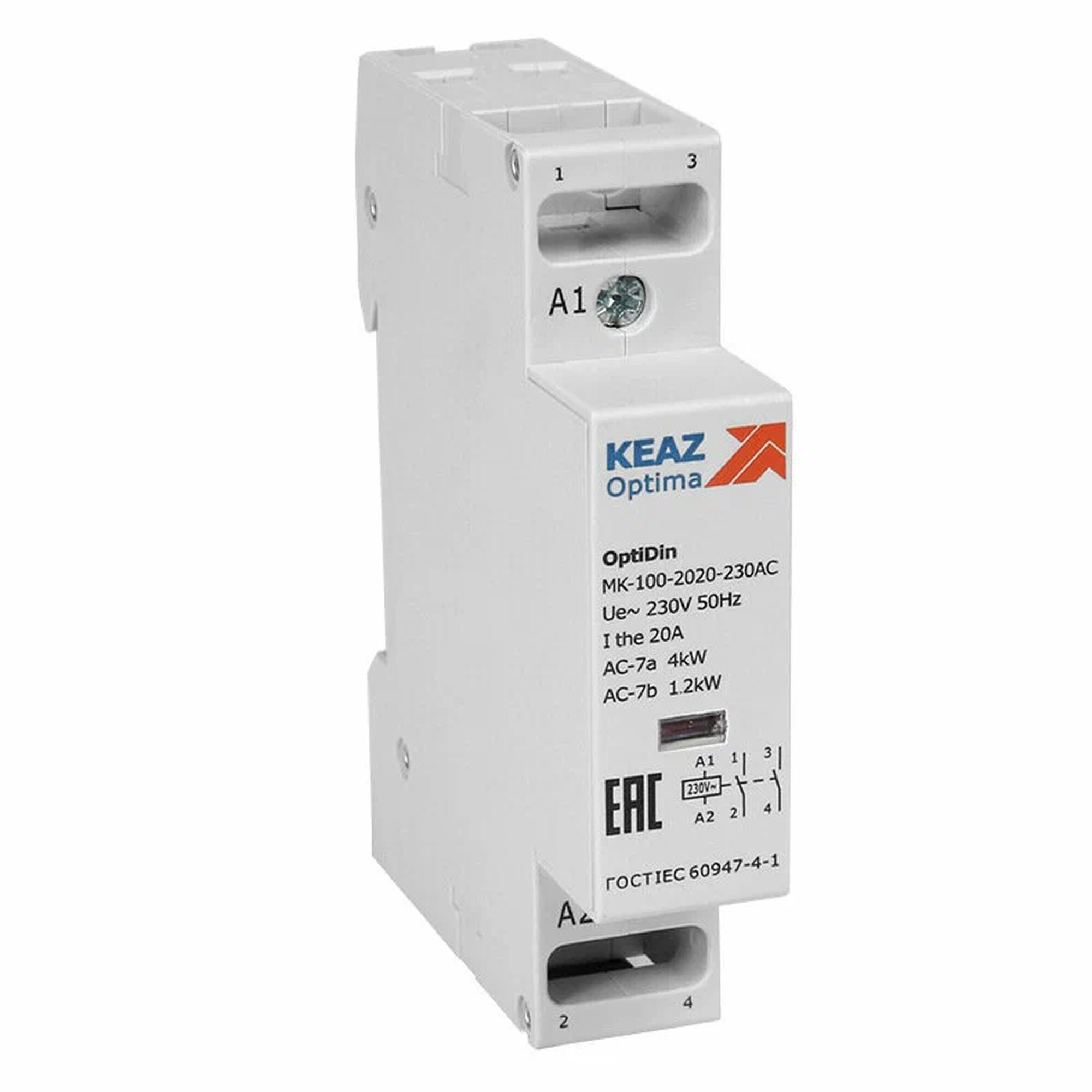Контактор 230В AC но НЗ 20А OptiDin MK-100-2011-230AC  КЭАЗ 321131 (1 шт.)