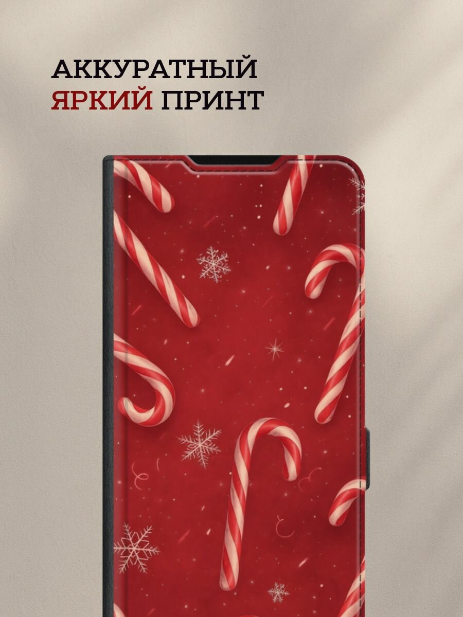 Чехол-книжка на Redmi Note 13R/Redmi 13/Poco M6 4G/Poco M6 Plus / Редми Нот 13R с рисунком "Зимний леденец" — фото 1